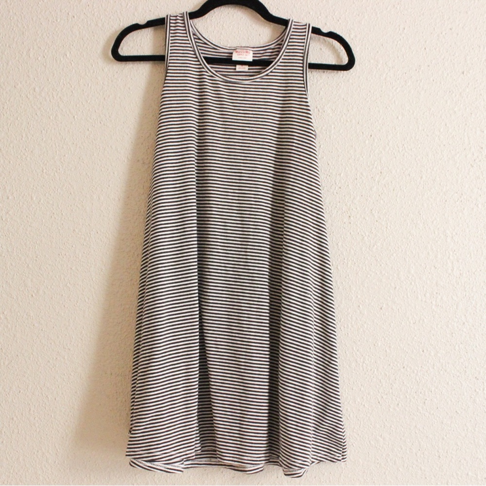 Striped Black And White Women’s T-Shirt / Tank Dress, Size Small